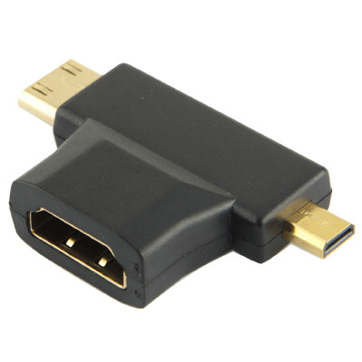 3 en 1 HDMI femelle à mini HDMI mâle + micro adaptateur mâle HDMI (noir) SH00081773-04