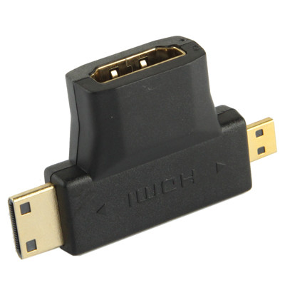 3 en 1 HDMI femelle à mini HDMI mâle + micro adaptateur mâle HDMI (noir) SH00081773-04