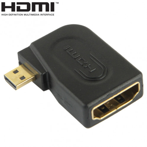 Adaptateur micro femelle mâle HDMI vers HDMI 19 broches avec angle de 90 degrés (noir) SH00091742-04