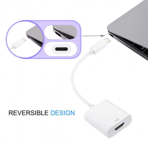 15cm USB-C / Type-C Câble adaptateur femelle 3.1 mâle vers HDMI, pour Macbook 12 pouces / Chromebook Pixel 2015 SH0046790-06