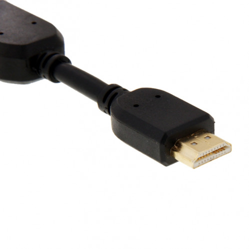 Câble adaptateur de connecteur HDMI 19 broches mâle vers HDMI 19 broches femelle (AM-AF) de 10 cm (noir) SH064B1716-04