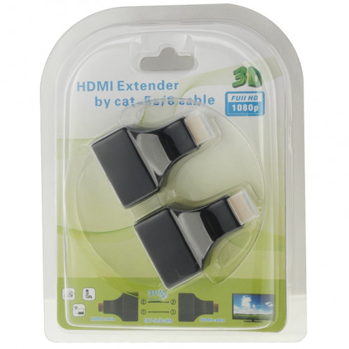 Câble d'extension réseau 30 m HDMI vers port double RJ45 par Cat HD 5e / 6 SH15681095-06