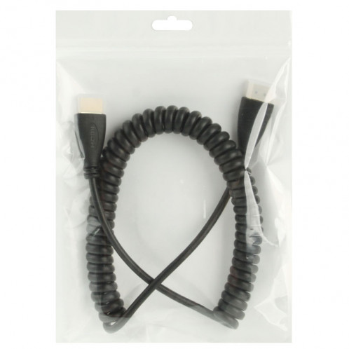 1,4 version, plaqué or 19 broches HDMI mâle vers HDMI câble enroulé mâle, support 3D / Ethernet, longueur: 60 cm (peut être étendu jusqu'à 2 m) SH20011806-04