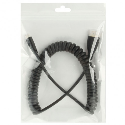 1.4 Version, Mini HDMI mâle plaqué or à un câble enroulé mâle HDMI, support 3D / Ethernet, longueur: 60cm (peut être étendu jusqu'à 2m) SH20061667-04