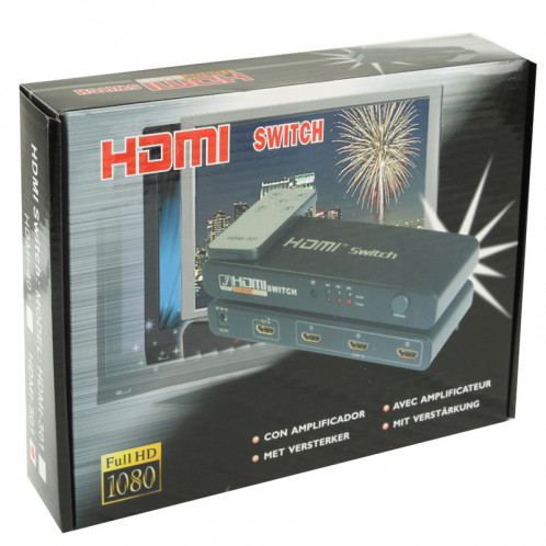 Commutateur HDMI 5 ports Full HD 1080P avec télécommande et voyant LED (noir) SH-501804-07
