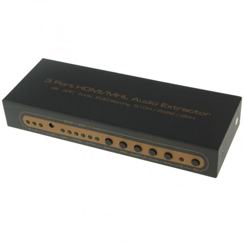 Extracteur audio HDMI / MHL à 3 ports avec télécommande infrarouge, réglage EDID audio 4K ARC 5.1 canaux / PASS / 2 canaux SH58001619-08