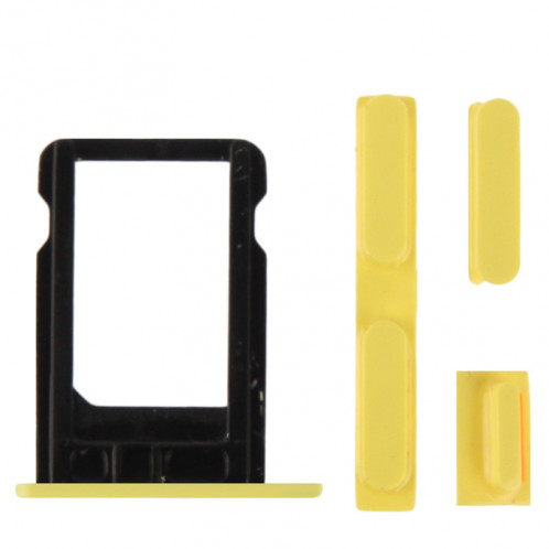 Châssis de boîtier complet / couvercle arrière avec plaque de montage et bouton de sourdine + bouton d'alimentation + bouton de volume + plateau de carte SIM nano pour iPhone 5C (jaune) SC707Y225-07