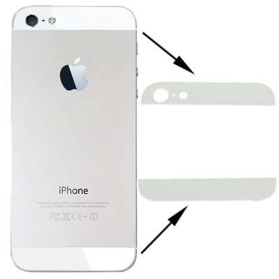 Version OEM Couverture arrière supérieure et inférieure lentille en verre pour iPhone 5 (blanc) SV745W415-04