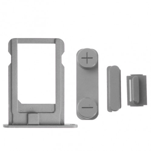 4 en 1 pour l'iPhone 5 et 5S (matériau original en alliage coloré Nano carte SIM plateau + bouton de volume + bouton d'alimentation + bouton de sourdine) S456DG112-04