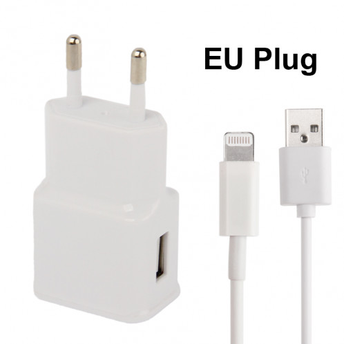 Chargeur câble de synchronisation + chargeur de voyage à prise européenne, pour iPad, iPhone, Galaxy, Huawei, Xiaomi, LG, HTC et autres téléphones intelligents, appareils rechargeables (Blanc) SH85471843-07
