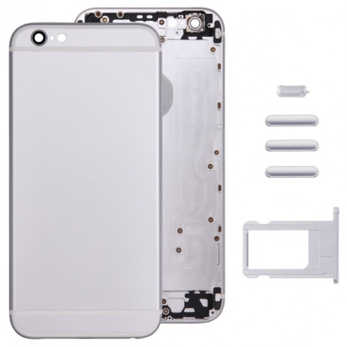 iPartsBuy Couvercle de boîtier complet pour iPhone 6, y compris la couverture arrière et le plateau de la carte et le bouton de contrôle du volume et le bouton d'alimentation et la touche du vibreur (en argent) SI068S1011-07