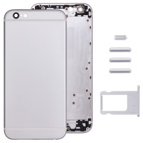 Couvercle de boîtier complet pour iPhone 6, y compris la couverture arrière et le plateau de la carte et le bouton de contrôle du volume et le bouton d'alimentation et la touche du vibreur d'interrupteur de SC355S1086-07