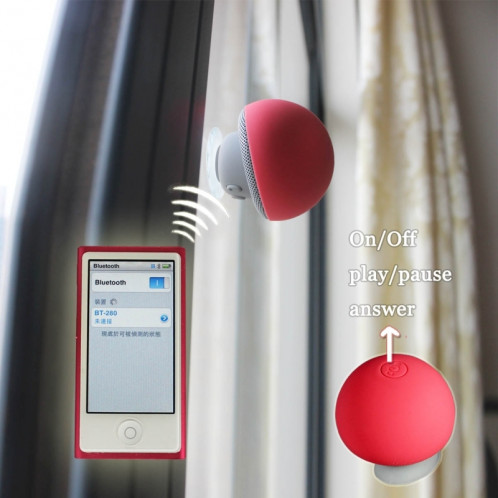 Enceinte Bluetooth en forme de champignon, avec support d'aspiration (rouge) SH373R826-012