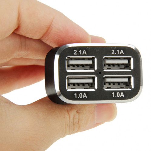 Chargeur de voiture universel USB à 4 ports 5V (2.1A + 2.1A + 1A + 1A), pour iPad, iPhone, Galaxy, Huawei, Xiaomi, LG, HTC et autres téléphones intelligents, appareils rechargeables (Noir) SH146B593-08