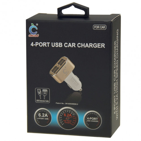 Chargeur de voiture universel USB à 4 ports 5V (2.1A + 2.1A + 1A + 1A), pour iPad, iPhone, Galaxy, Huawei, Xiaomi, LG, HTC et autres téléphones intelligents, appareils rechargeables (Or) SH146J483-08