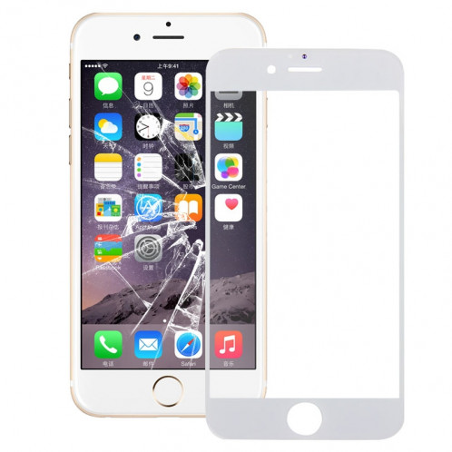 iPartsBuy pour iPhone 6s Plus lentille de verre extérieure de l'écran avant (blanc) SI313W1634-05