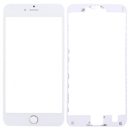 3 en 1 pour iPhone 6s Plus (lentille en verre avec écran avant + cadre LCD pour boîtier avant + bouton de démarrage) (Argent) SH220S1632-08