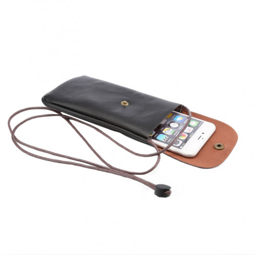 Housse en cuir universelle PU / téléphone en cuir avec ficelle pour iPhone 6s Plus, Galaxy Note 5 et Note 4 / S7 / S6 edge +, Huawei P8 et P7 / Honor 6 (noir) SH615B678-06