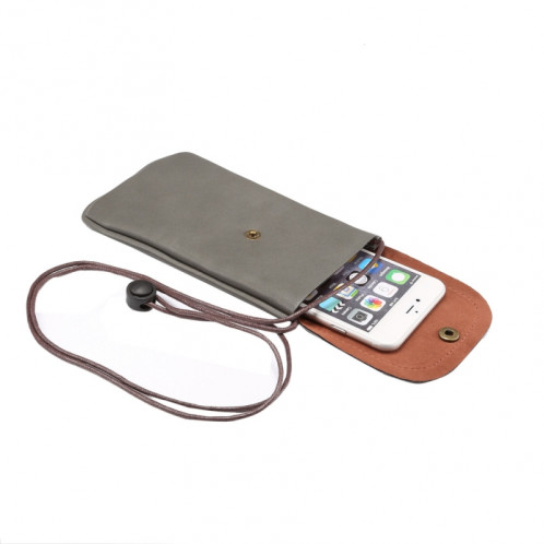 Housse en cuir universelle pour PU / téléphone en cuir avec ficelle pour iPhone 6s Plus, Galaxy Note 5 et Note 4 / S7 / S6 edge +, Huawei P8 et P7 / Honor 6 (gris) SH615H1920-06