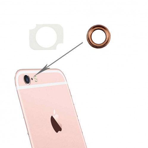 iPartsAcheter pour iPhone 6 Plus et 6 s Plus anneau de lentille de la caméra arrière + Bracker lampe de poche, 10 paires / Set (or rose) SI03RG1042-04