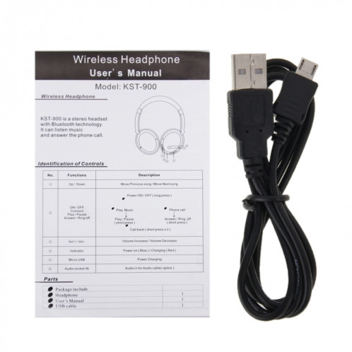 Casque stéréo Bluetooth KST-900, Pour iPad, iPhone, Galaxy, Huawei, Xiaomi, LG, HTC et autres téléphones intelligents SH74091229-08