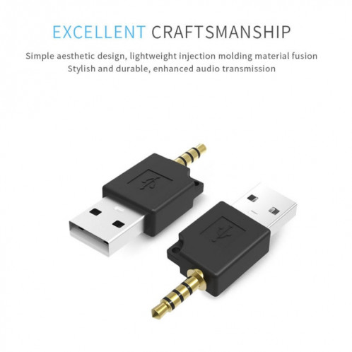 Adaptateur de chargeur de station d'accueil de données USB, Pour iPod shuffle 3e/2e adaptateur de chargeur de station d'accueil USB, longueur : 4,6 cm (noir) SH02771826-05
