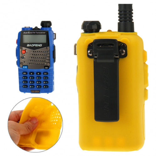 Étui en silicone Pure Color pour talkies-walkies série UV-5R (Jaune) S-07