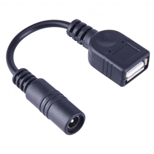 5.5 x 2.1mm DC Femelle vers USB AF DC Câble de Connexion Mâle pour Adaptateur pour Ordinateur Portable, Longueur: 15cm (Noir) S50106452-04