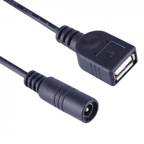 5.5 x 2.1mm DC Femelle vers USB AF DC Câble de Connexion Mâle pour Adaptateur pour Ordinateur Portable, Longueur: 15cm (Noir) S50106452-04