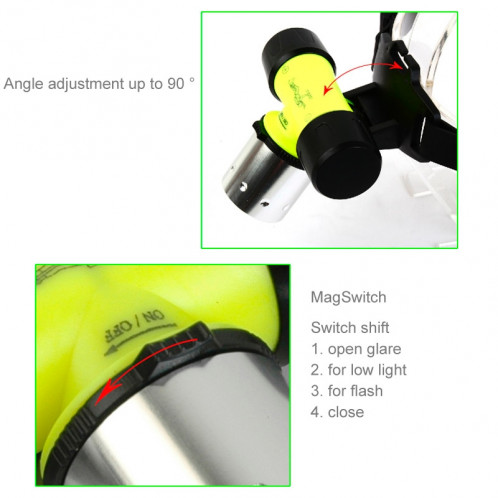 Lampe torche de plongée 30m phare, mode CREE T6 3 zoom LED forte lumière SH00351889-013