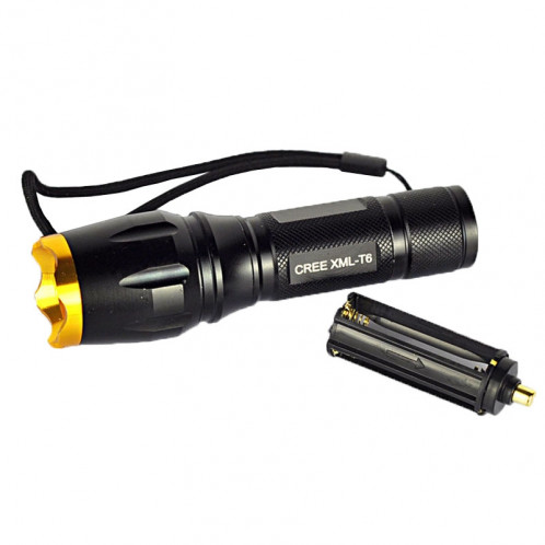 Lampe de poche à 5 modes LED LT-TJ CREE XM-L T6, mise au point réglable 2000 LM avec feu arrière et clip de montage SH0299996-014