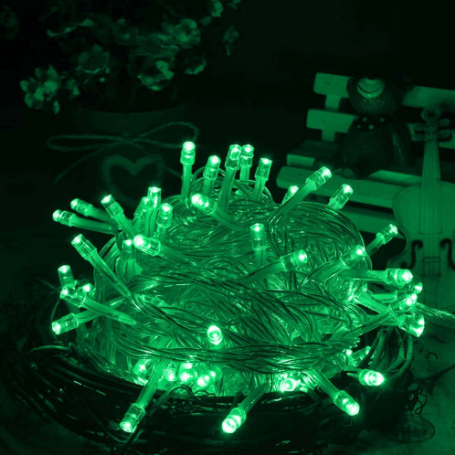 Lumière de corde 100 LED imperméable à l'eau avec le contrôleur, clignotant / effet de fading / Chasing, longueur: 10m, CA 220V, prise de l'UE (lumière verte) SL256G1515-08