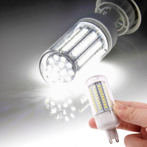 Ampoule de lampe de lumière de maïs de G9 8.0W 660LM, 102 LED SMD 2835, lumière blanche, CA 220V avec la couverture transparente SH414W990-08