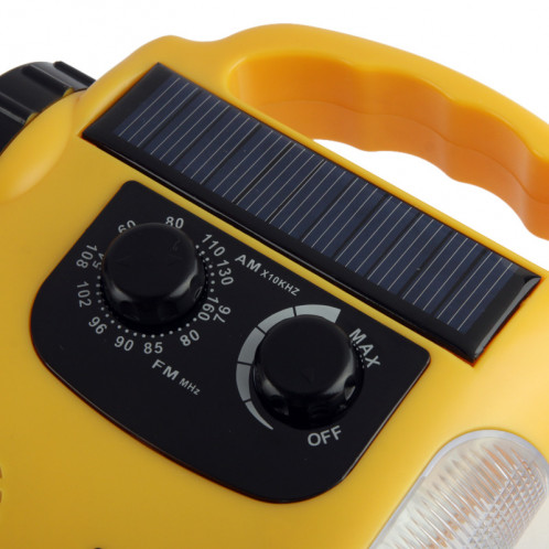 Lumière de secours de lanterne à manivelle de dynamo d'énergie solaire, lampe de poche extérieure de secours de 5 LED multifonctionnelle avec la radio d'AM / FM SH28051774-010