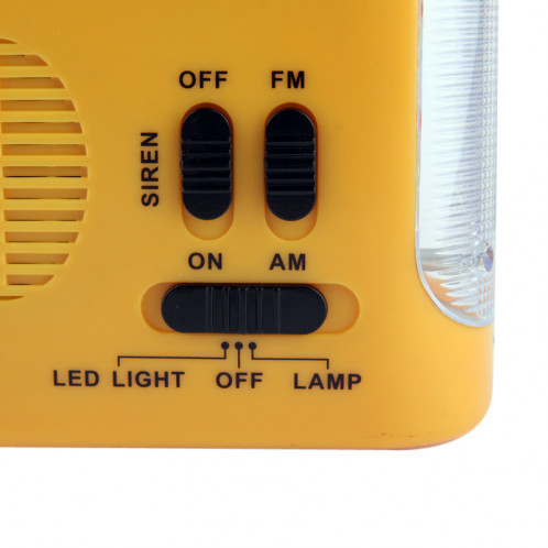 Lumière de secours de lanterne à manivelle de dynamo d'énergie solaire, lampe de poche extérieure de secours de 5 LED multifonctionnelle avec la radio d'AM / FM SH28051774-010