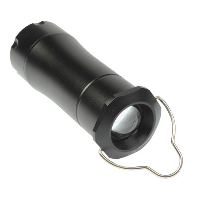 Lampe de camping à lampe de poche à DEL, torche télescopique ultra-brillante en aluminium très pratique avec clip (noir) SH814B1350-06