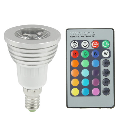 E14 3W RGB Flash LED Ampoule, Flux lumineux: 240-270lm, avec télécommande, AC 85-265V SH5126599-05