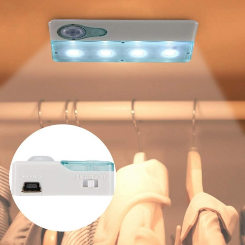 Détecteur de mouvement infrarouge PIR Auto Sensor Light, Mini port USB, 4 LED, lumière blanche, distance sensible: 3 m (bleu bébé) SH61741197-05
