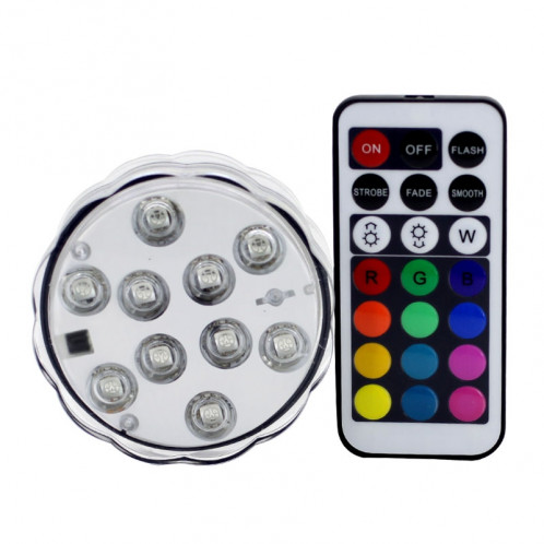 Lampe de plongée à télécommande colorée 4 PCS, 10 LED avec télécommande (blanc) SH460W1809-09