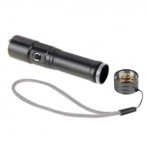 Lampe de poche rechargeable à intensité variable blanche, 3 modes avec aimant et cordon (noir) SH630B1913-010