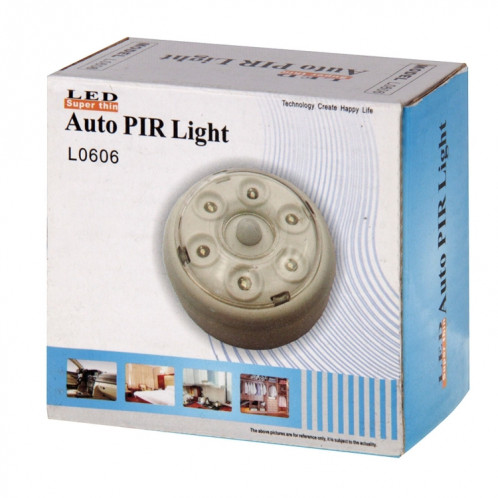 L0606 Lampe de lumière PIR automatique à capteur infrarouge, 6 LED pour passerelles, couloirs, escaliers, armoires SH97061630-010
