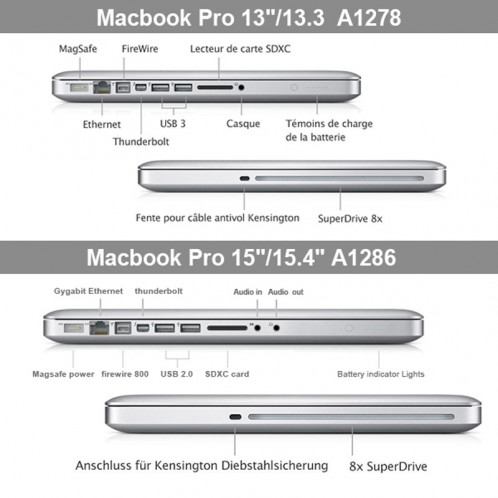 Crystal Hard Case de protection pour Macbook Pro 13,3 pouces A1278 (Transparent) SH010T953-06