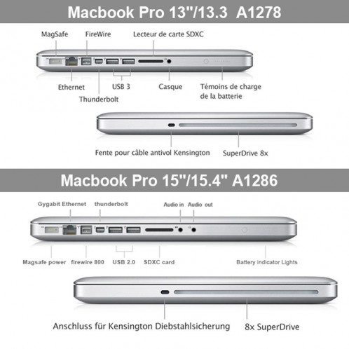 Étui de protection en cristal dur pour Macbook Pro 15,4 pouces (noir) SH011B33-06
