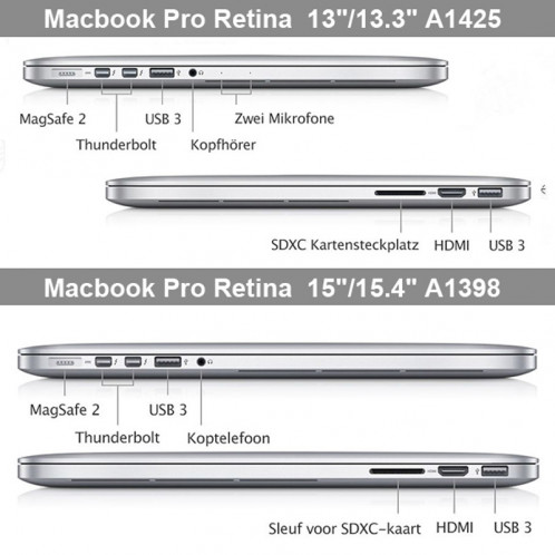 Étui de protection en cristal dur pour Macbook Pro Retina 15,4 pouces (Gris) SH013H289-08