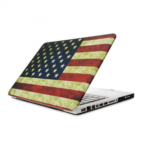 Rétro modèle de drapeau US givré en plastique dur étui de protection pour Macbook Pro 13,3 pouces SH023E437-08