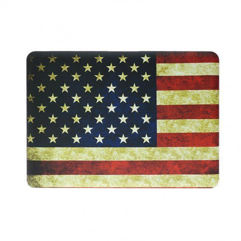 Rétro modèle de drapeau US givré en plastique dur étui de protection pour Macbook Pro 13,3 pouces SH023E437-08