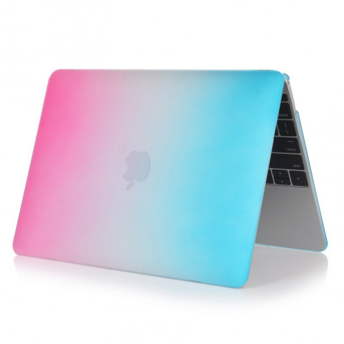 Cas de protection en plastique coloré de coquille dure de série arc-en-ciel pour Macbook 12inch (rose + bleu) SH027B1065-06
