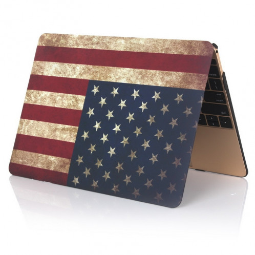 Modèle de drapeau américain givré étui de protection en plastique dur pour Macbook 12 pouces SH029H1095-05