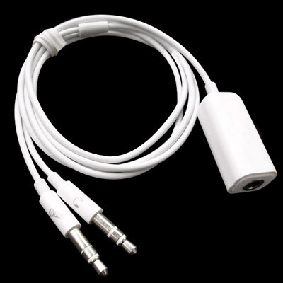 3.5mm Femelle à 3.5mm Mâle Microphone Jack + 3.5mm Mâle Écouteur Jack Câble Adaptateur pour Ordinateur Apple, Longueur: 78cm (Blanc) SH02331193-03