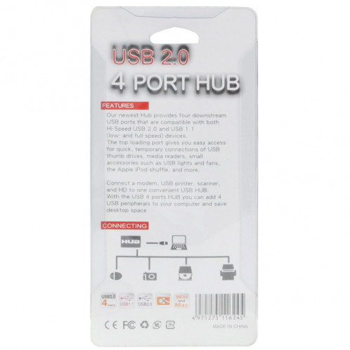 4 ports USB 2.0 HUB pour ordinateur Apple (noir) S4451B961-05